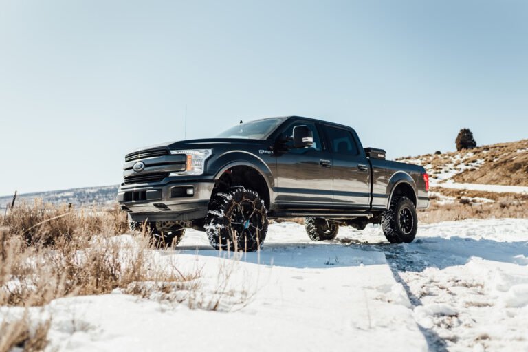 Pickup truck in the snowy sagebrush backcountry